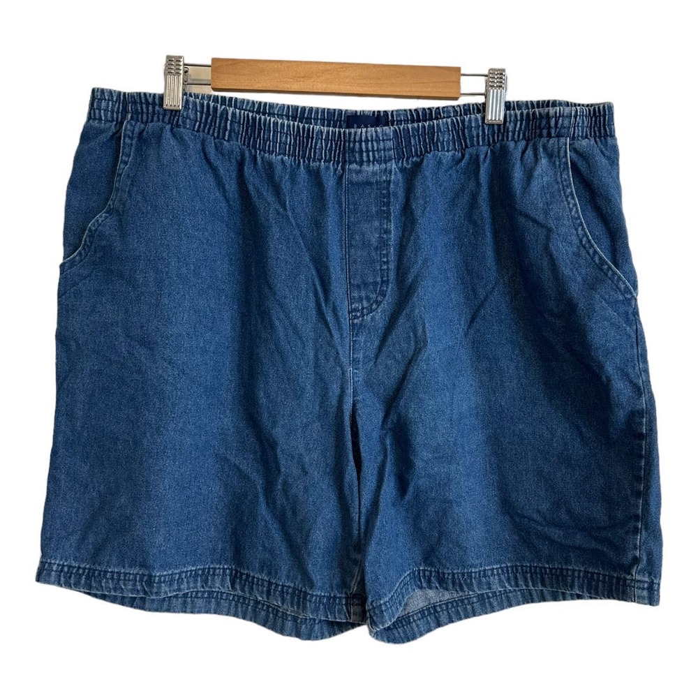 Basic Editions Medium Wash Elastic Waistband Jean Shorts Size XXL